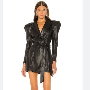 NBD Black Faux Leather Mini Dress